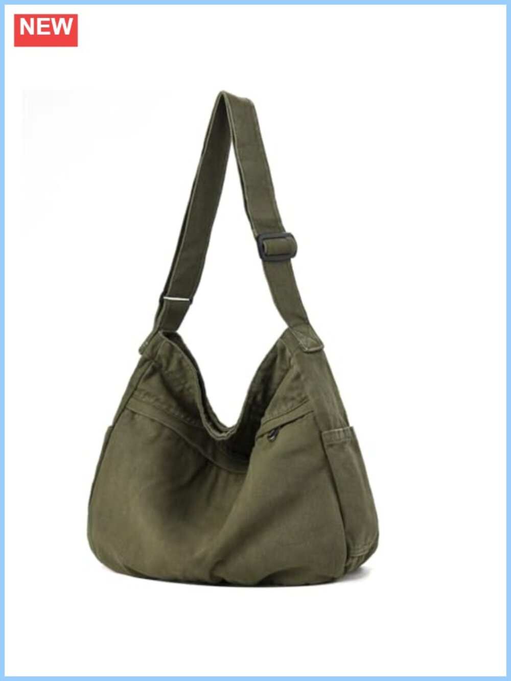 Canvas Hobo Crossbody Tote Large Messenger Bag with Pockets